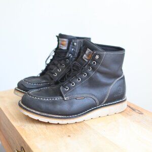 Carhartt black leather waterproof 6" moc toe wedge work BOOTS size 10.5